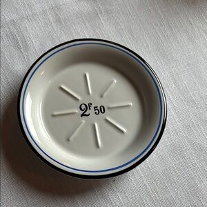 Classic White Ceramic Dish with Blue Trim